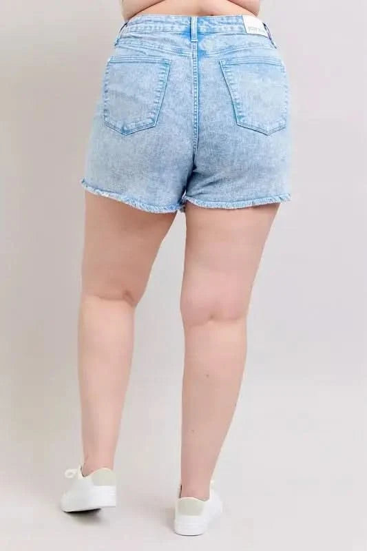 Judy Blue Plus Size Mid Rise Garment Dyed Denim Shorts in - photo