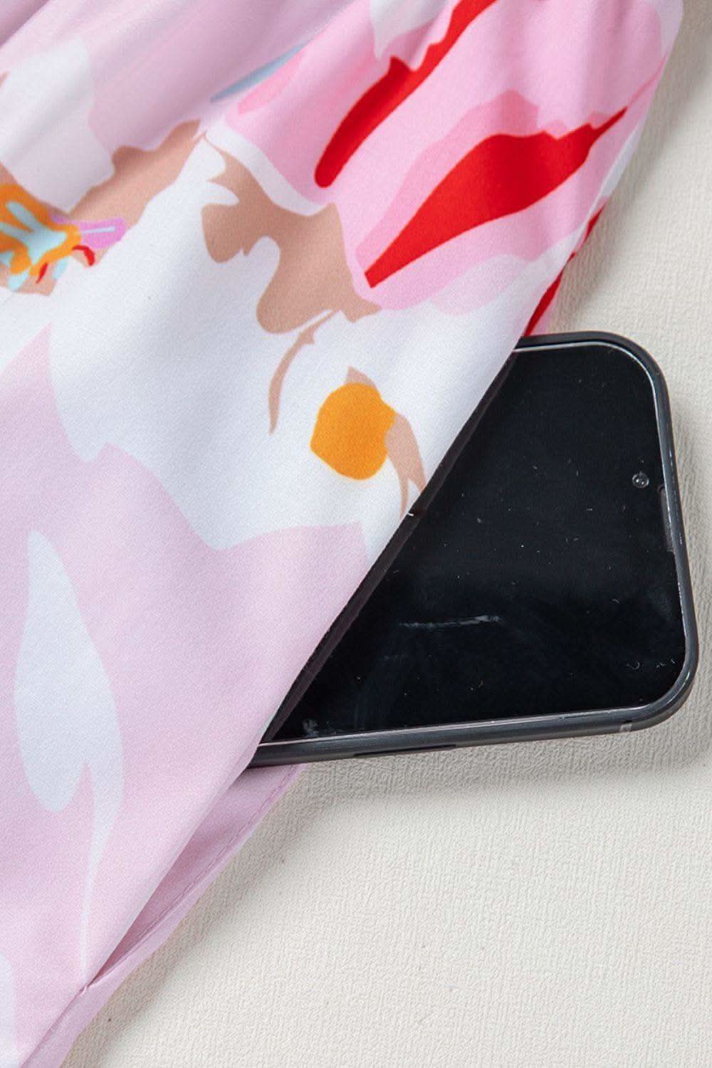 Floral Print Knotted Shoulder Smocked Maxi Dress in - Dresses photo