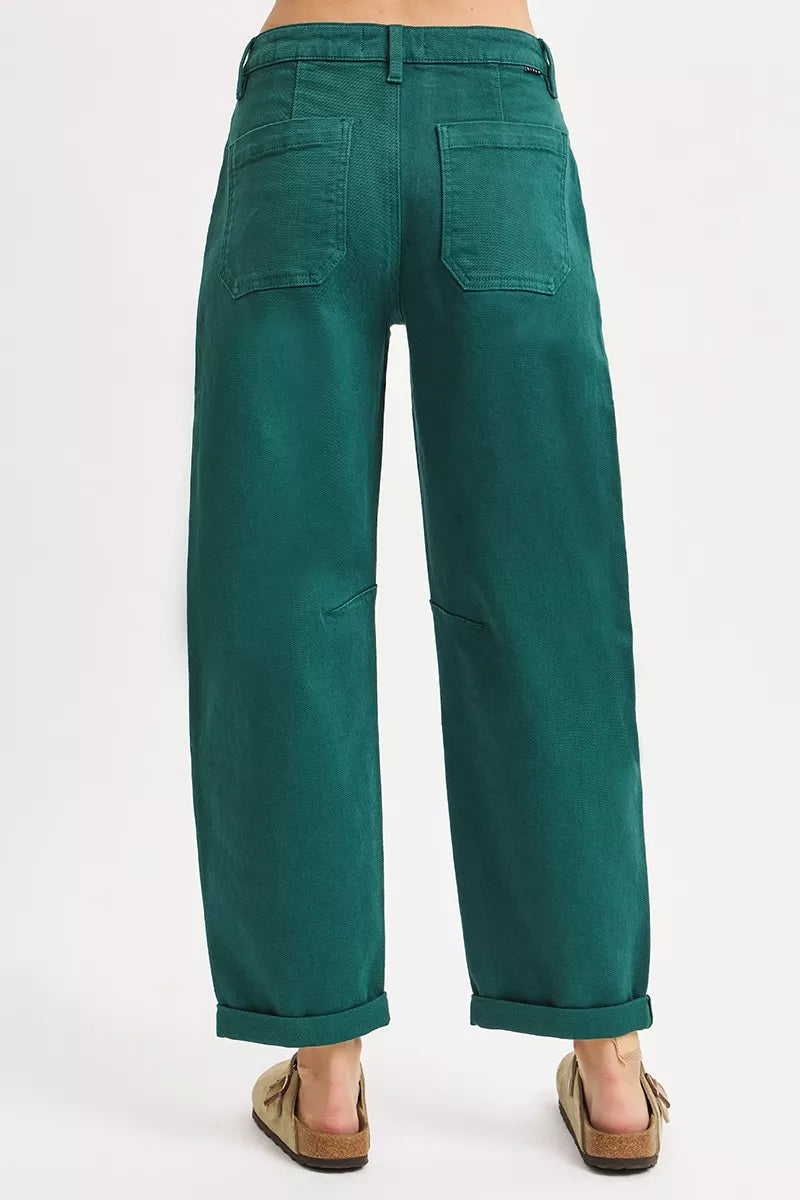 RISEN High Rise Ankle Cuffed Barrel Pants in - photo