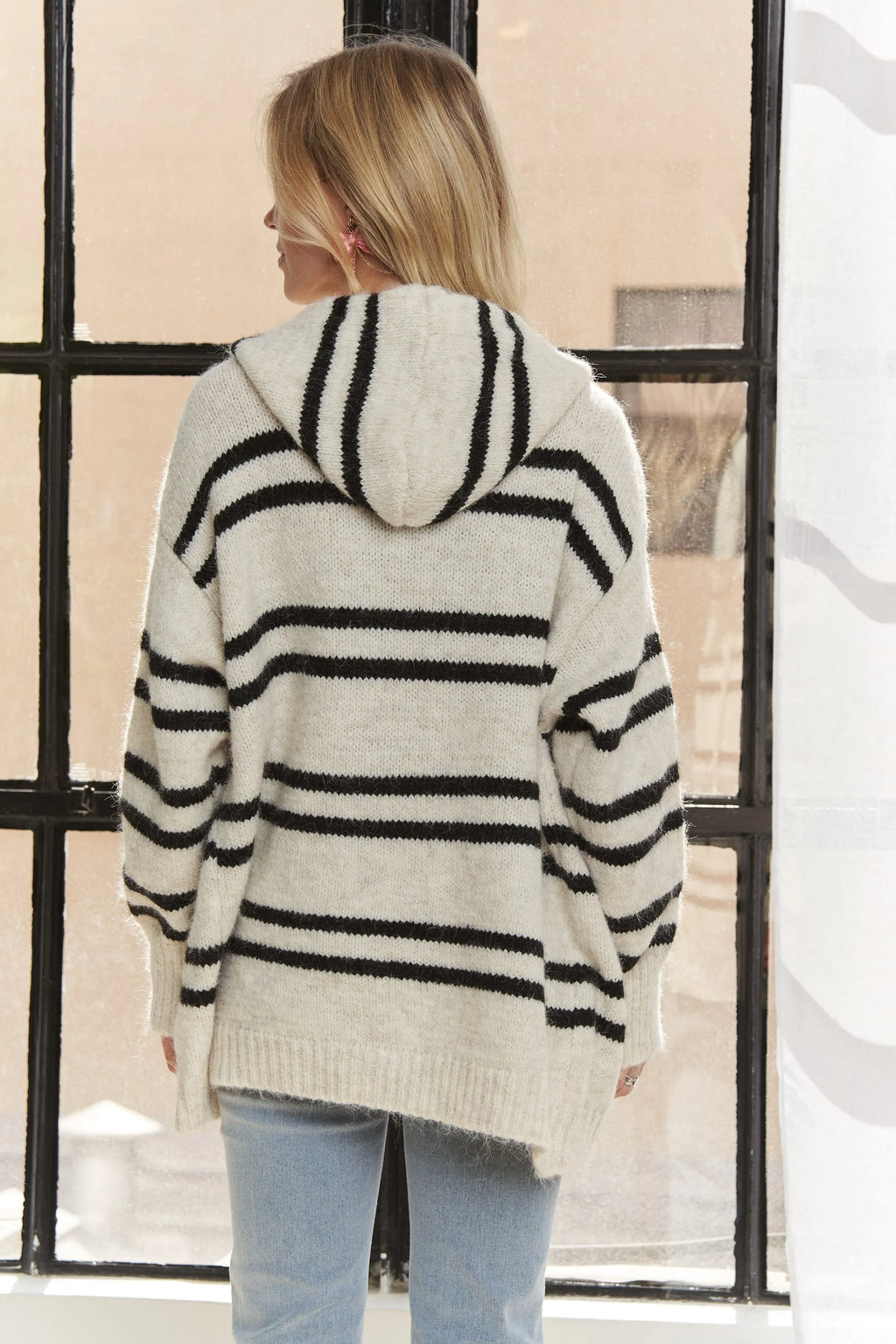 ADORA Horizontal Stripes Hoodie Cardigan in - photo