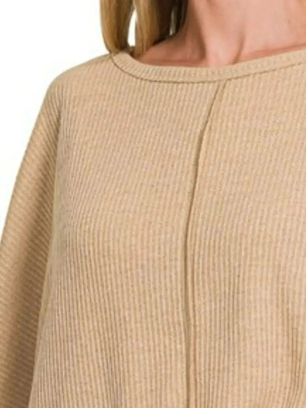Zenana Ribbed Center Seam Dolman Sleeve Hi Low Sweater in - photo