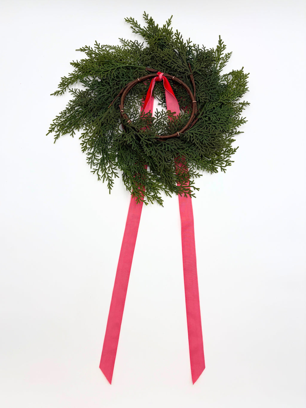 Traditional Red Mini Cedar Cabinet Wreaths with Ribbon in - Wreath photo