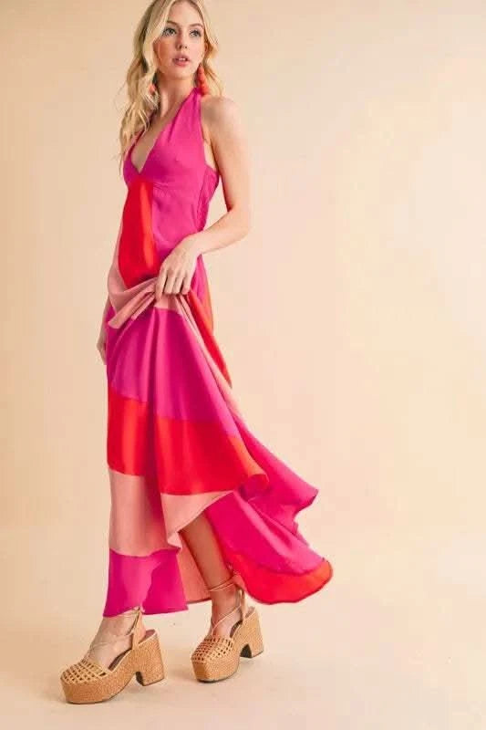 Aemi+Co Color Block Sleeveless Maxi Dress - SwagglyLife Home & Fashion