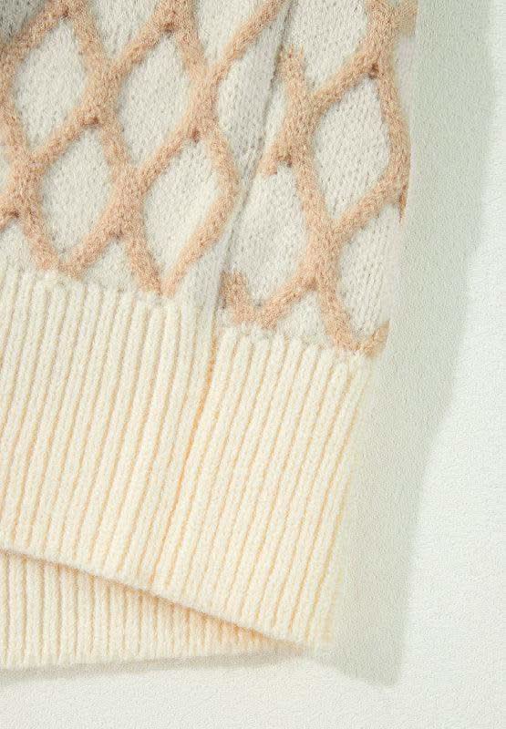 Diamond Pattern Mock Neck Long Sleeve Sweater in - Sweaters photo