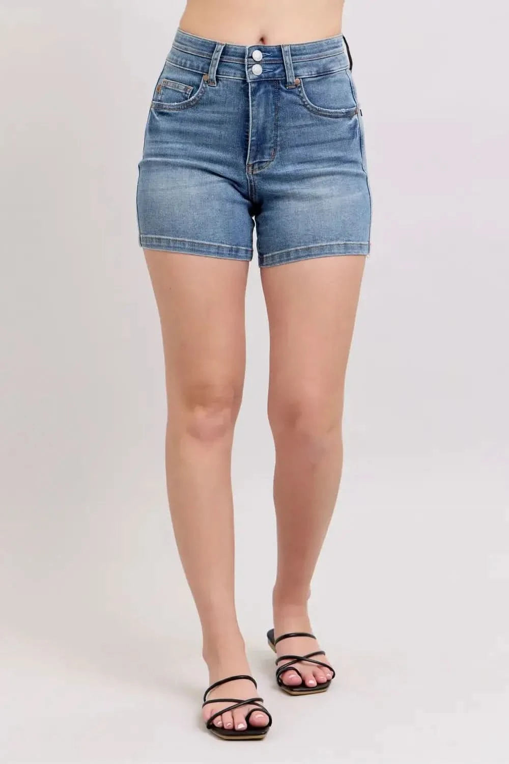 Judy Blue Full Size High Rise Tummy Control Denim Shorts Plus Size in Medium - photo