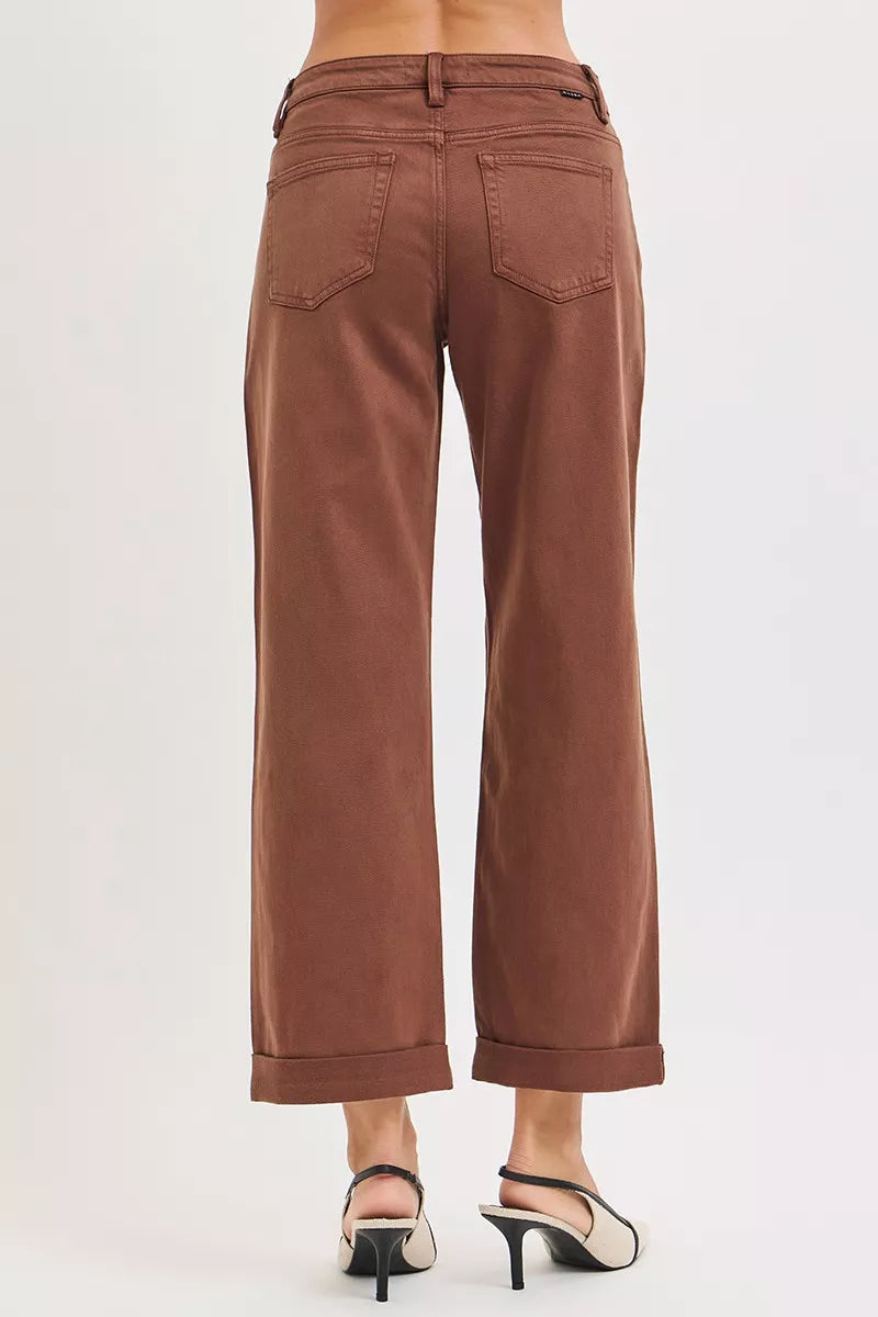 RISEN Full Size Tummy Control Mid Rise Ankle Barrel Baggy Plus Size in - photo