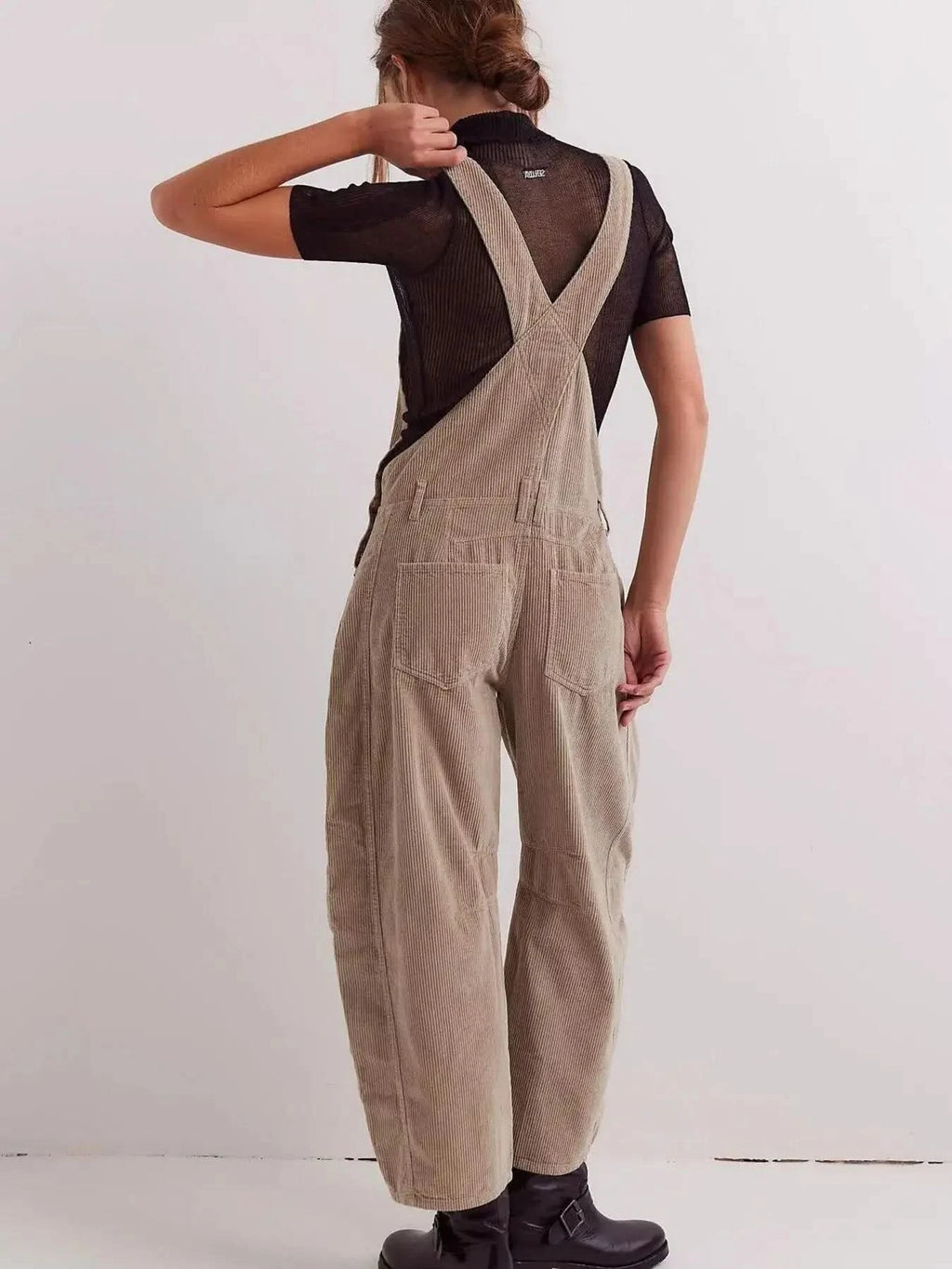 Corduroy Wide-Leg Overall with Adjustable Straps in - photo