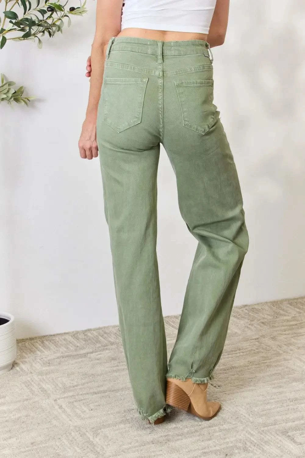 RISEN Full Size Raw Hem Wide-Leg Jeans in - photo