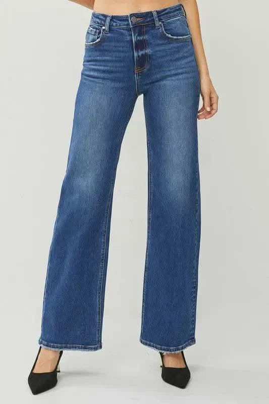 RISEN High Rise Straight Jeans in DARK - photo