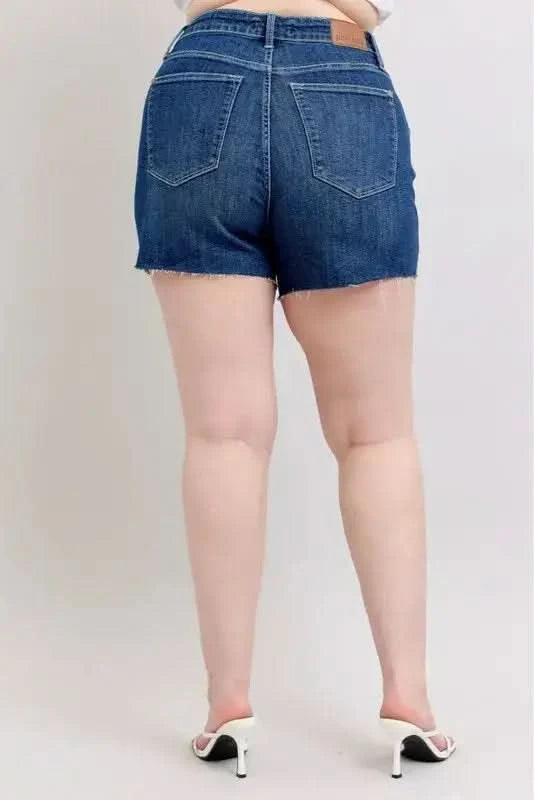 Judy Blue Full Size High Waist Criss-Cross Waistband Denim Shorts Plus Size in - photo