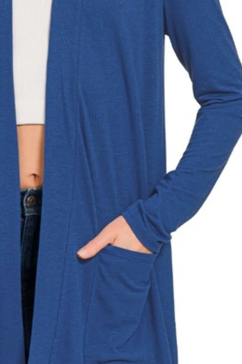 Zenana Slouchy Lightweight Open Front Pocket Cardigan in - photo