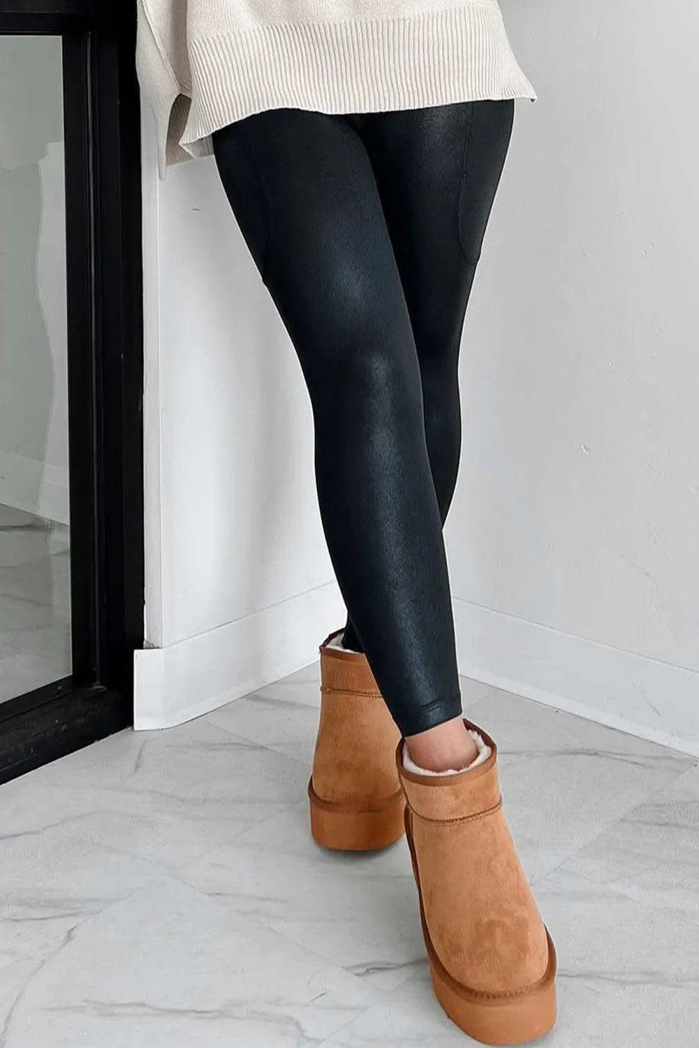 Pocketed V-Cut Waist Leggings - SwagglyLife Home & Fashion