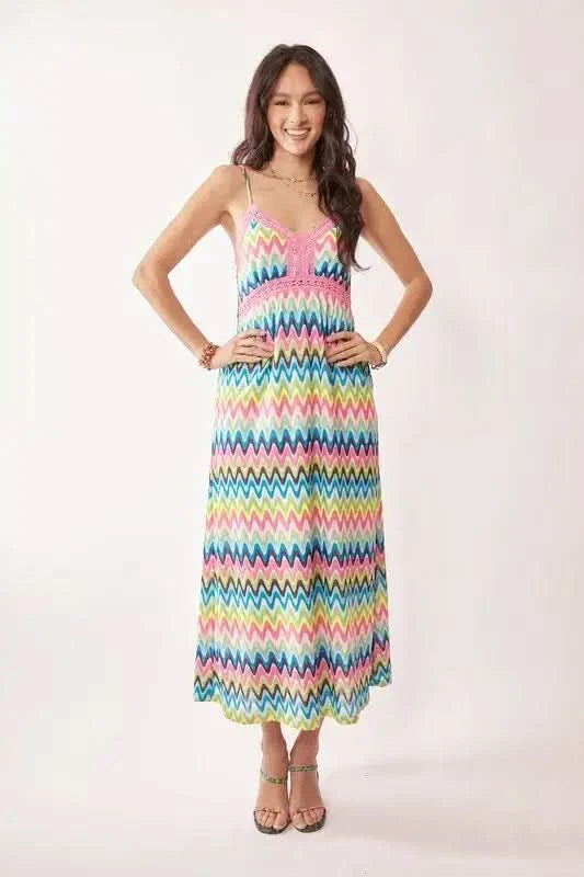 Davi & Dani Multi Color Crochet Lace Midi Dress in - photo