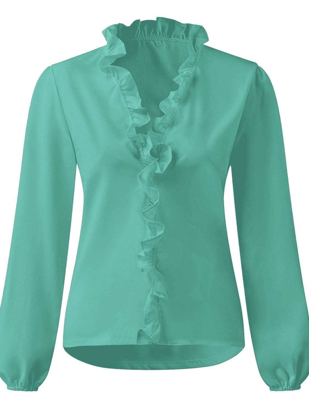 Andrea Full Size Ruffled V-Neck Long Sleeve Blouse - SwagglyLife Home & Fashion
