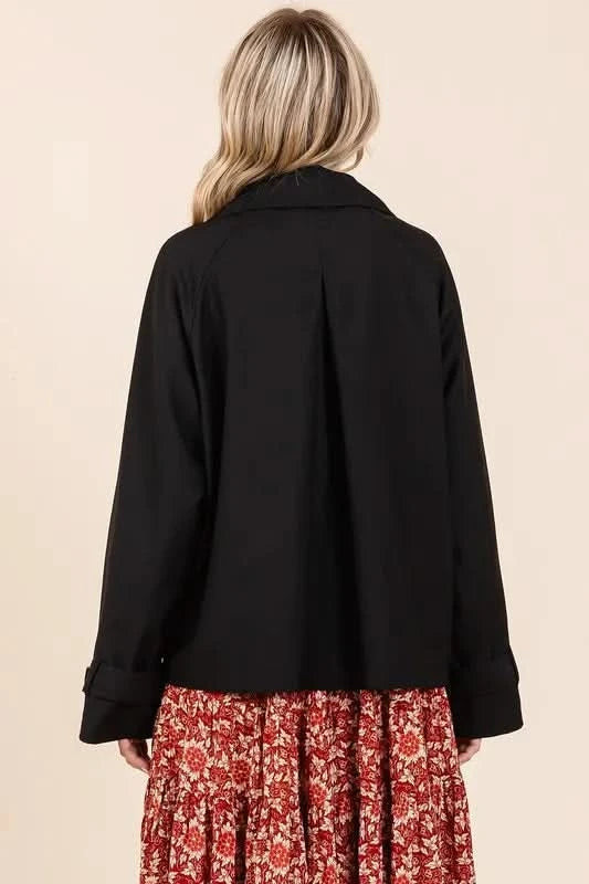 Mittoshop Double Breasted Long Sleeve Trench Coat Jacket in - photo