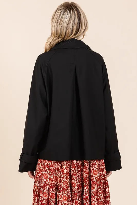 Mittoshop Double Breasted Long Sleeve Trench Coat Jacket in - photo