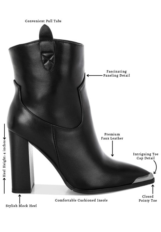 Hatter Pointed Toe Faux Leather Boots in - photo