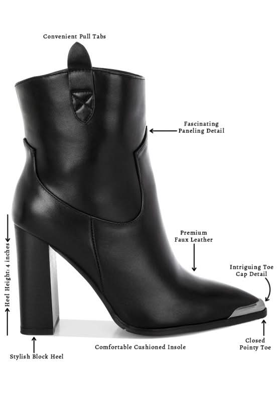Hatter Pointed Toe Faux Leather Boots in - photo