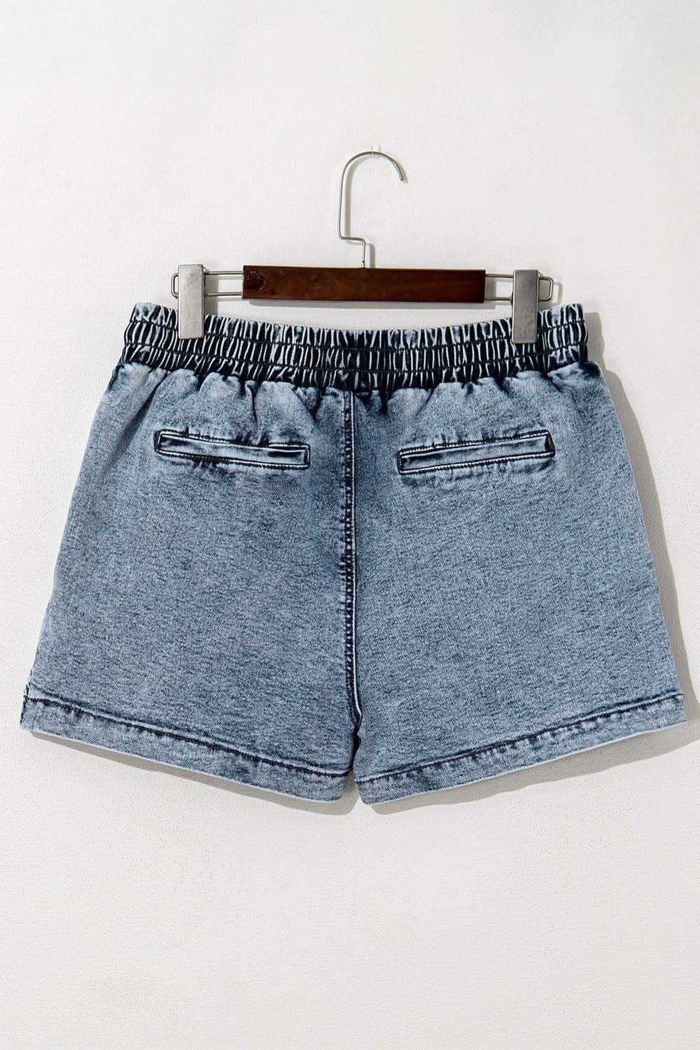 Drawstring High Waist Pocketed Denim Shorts - SwagglyLife Home & Fashion