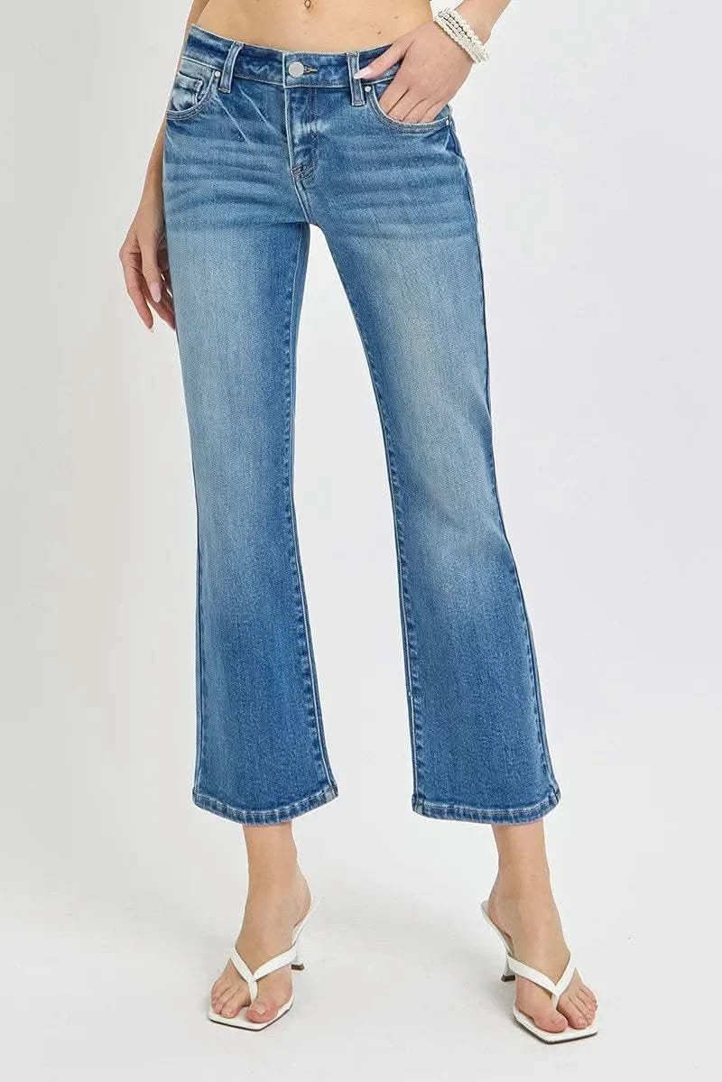 RISEN Full Size Low Rise Crop Flare Jeans Plus Size in - photo