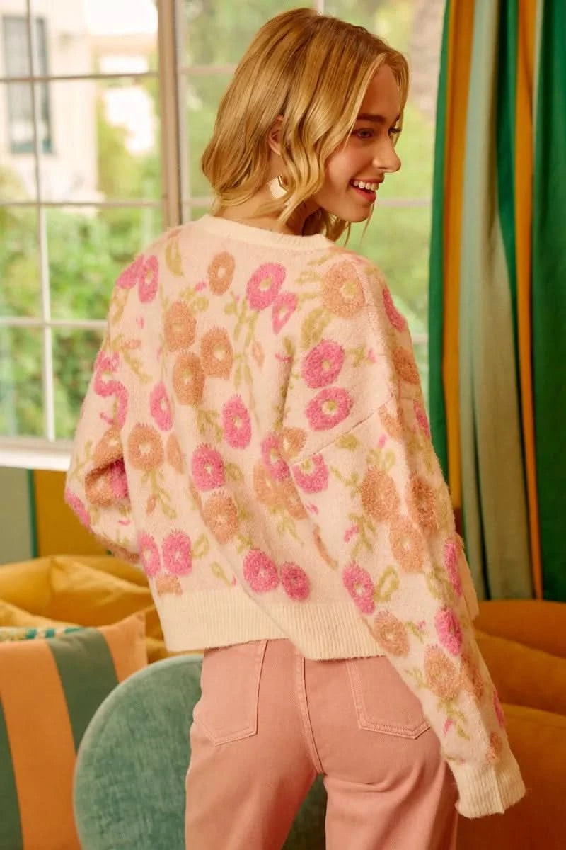 BiBi Towel Texture Floral Pattern Sweater in - photo
