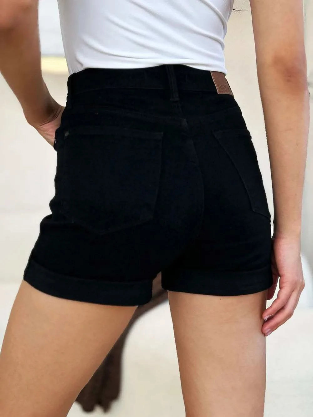 Judy Blue Full Size High Waist Tummy Control Cuffed Denim Shorts in - photo