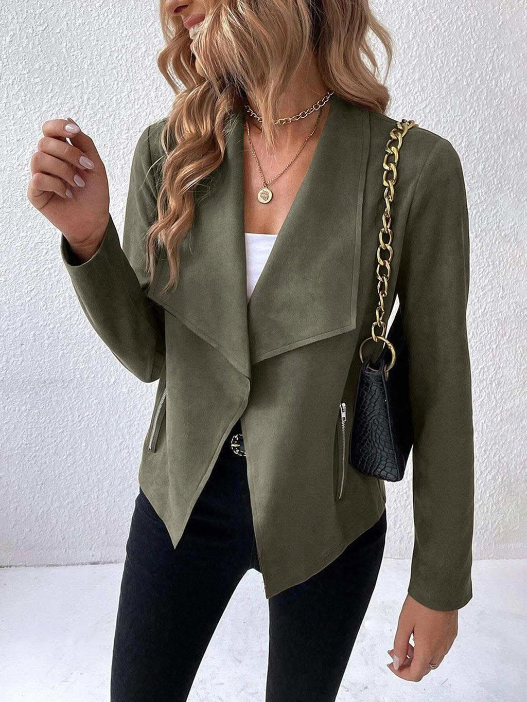 Collared Neck Long Sleeve Jacket in - Jackets photo