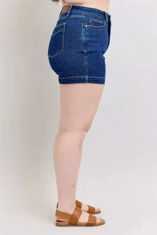 Judy Blue Plus Size High Waist Tummy Control Denim Shorts - SwagglyLife Home & Fashion