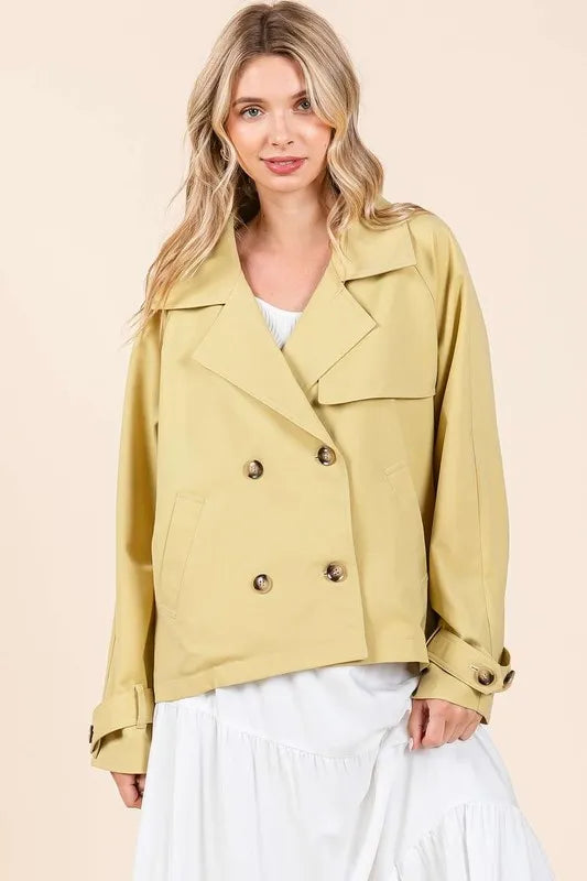 Mittoshop Double Breasted Long Sleeve Trench Coat Jacket in - photo