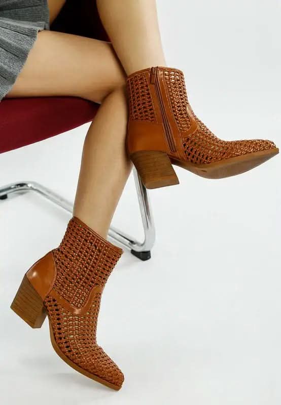 Rag & Co. Artisole Woven Pleather Block Heel Boots in - photo