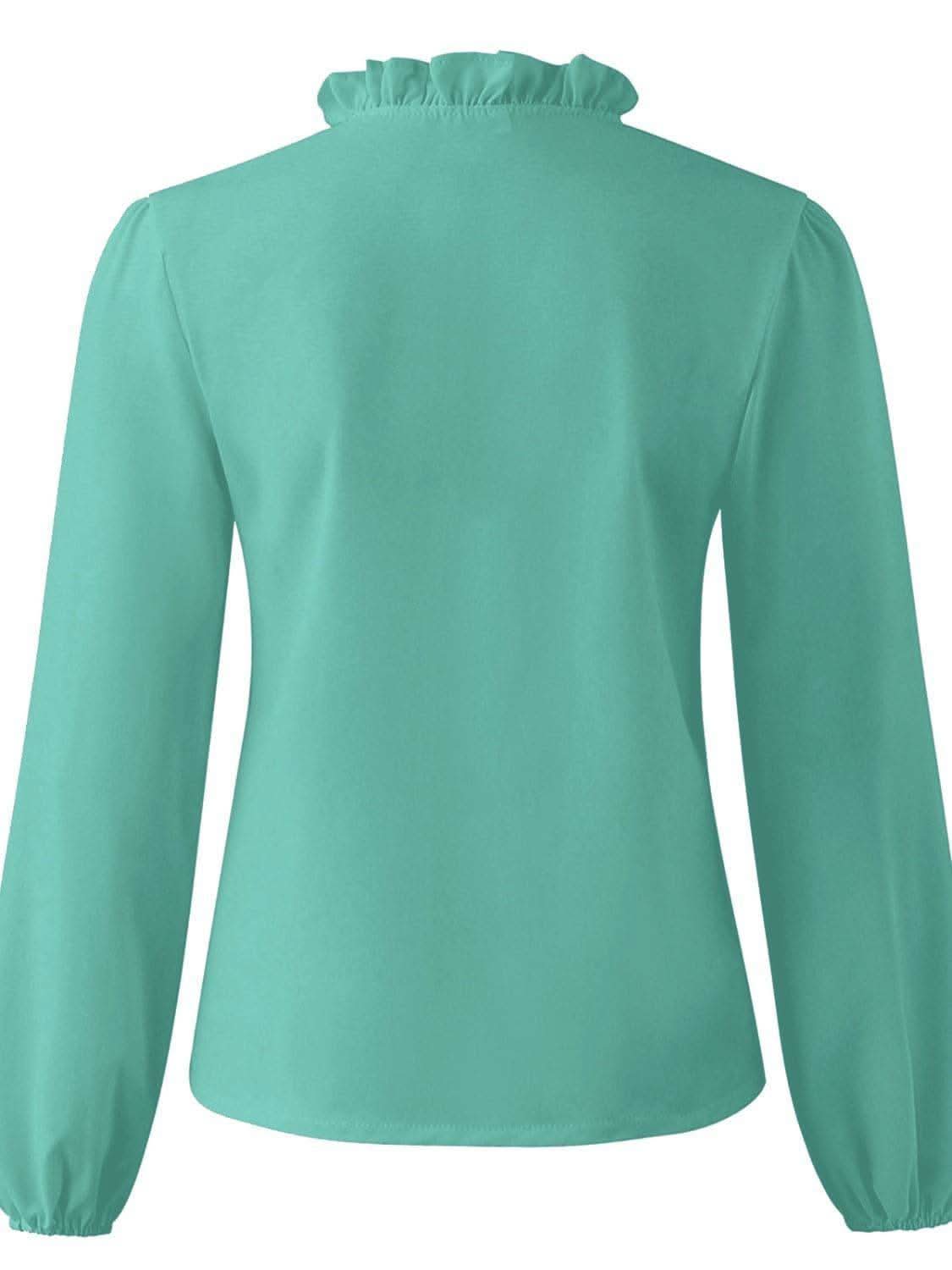 Andrea Full Size Ruffled V-Neck Long Sleeve Blouse - SwagglyLife Home & Fashion Andrea Full Size Ruffled V-Neck Long Sleeve Blouse - SwagglyLife Home & Fashion