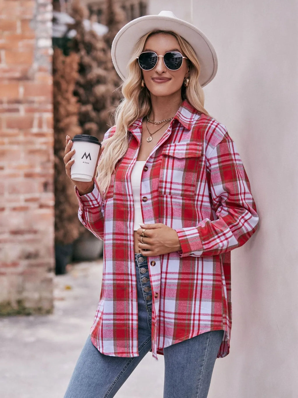 Plaid Button-Down Long Sleeve Shirt in - photo
