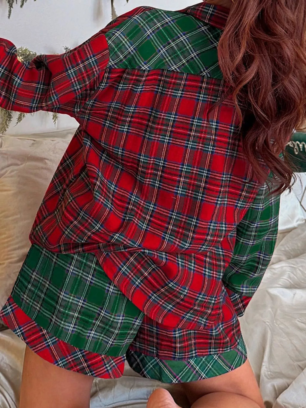 Plaid Patch Long Sleeve Holiday Pajama Set in - photo