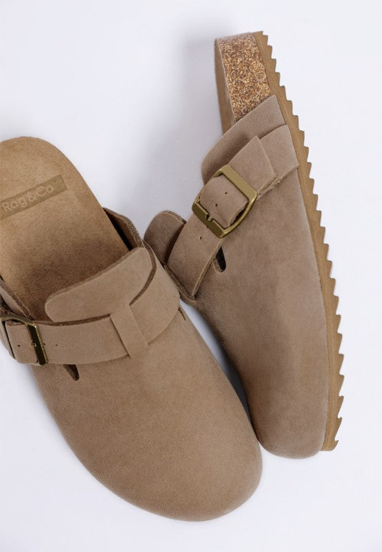 Ratiha Buckle Accent Slip-On Footbed Mules in - photo