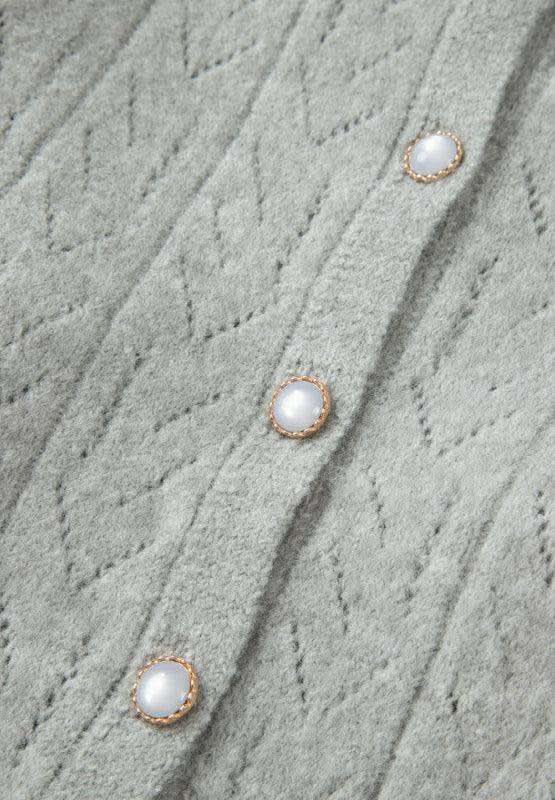 Openwork Button Down Long Sleeve Cardigan in - photo