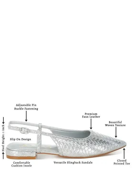 Kurina Metallic Woven Slingback Sandals in - photo
