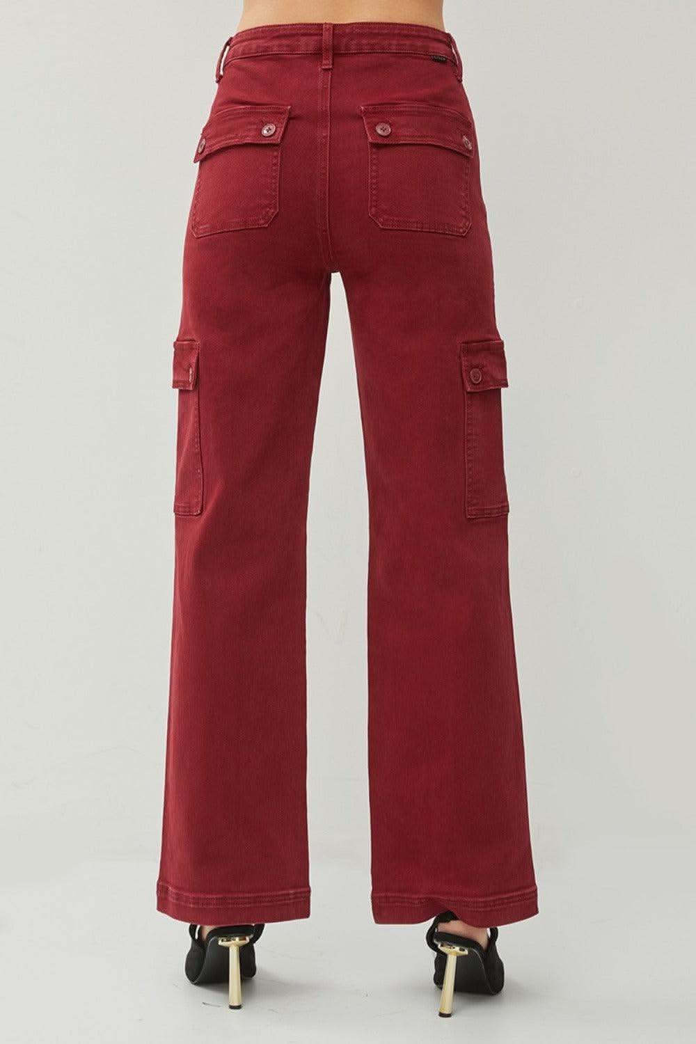 RISEN Full Size High Rise Wide Leg Cargo Jeans in - photo