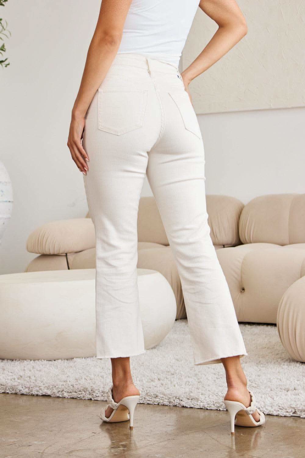 RFM Mini Mia Full Size Tummy Control High Waist Raw Hem Jeans in - photo