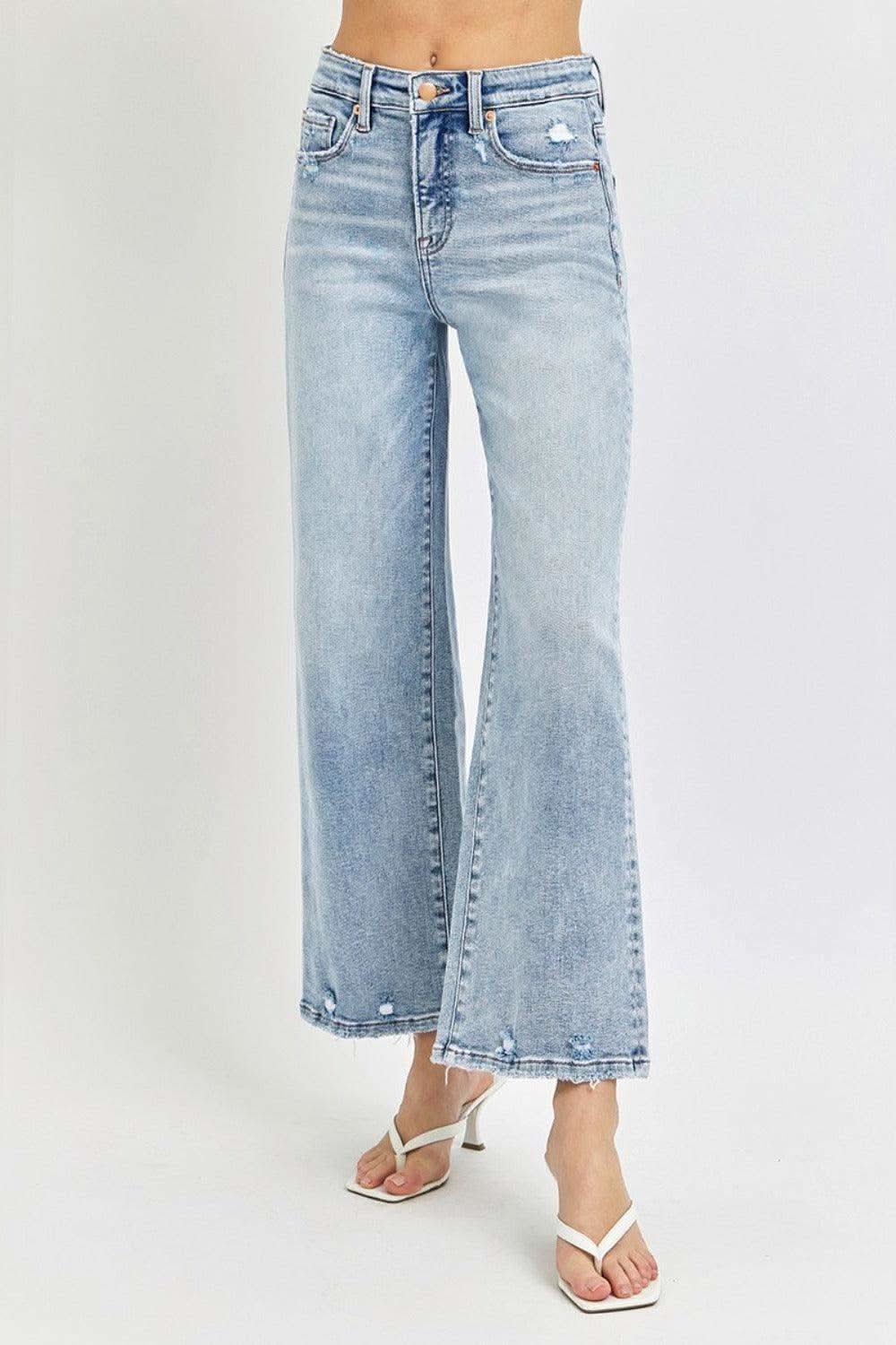 RISEN Full Size Tummy Control High Rise Crop Wide Leg Jeans in - Jeans photo