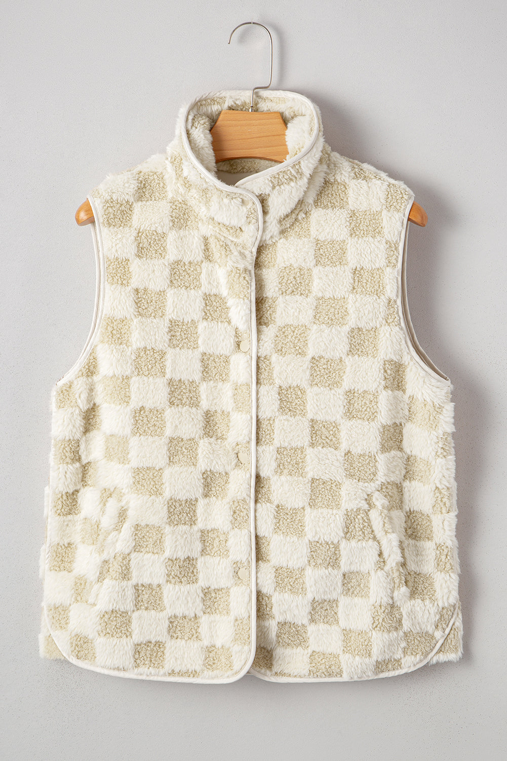 Stevie Sherpa Checkerboard Button Vest With Pocket in - Outerwear/Vests photo