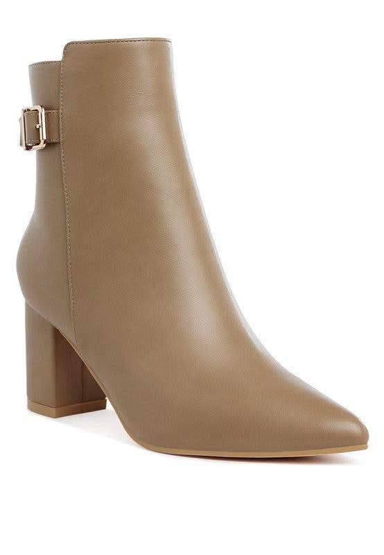Rag Company Conchos Belt Detail Block Heel Boots in Taupe - Boots photo