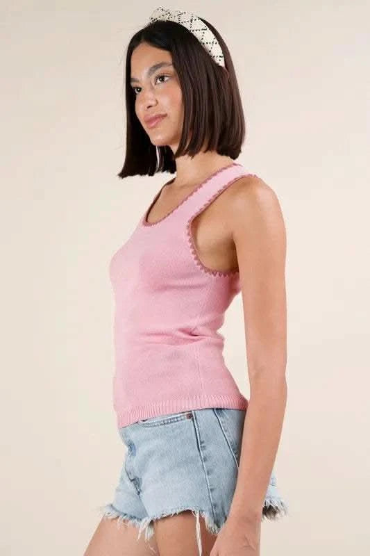 VERY J Blanket Style Sleeveless Knit Tank - SwagglyLife Home & Fashion