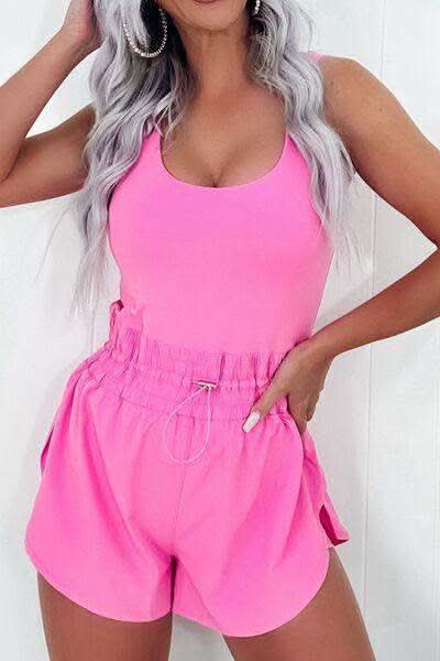 Drawstring Wide Strap Romper - SwagglyLife Home & Fashion
