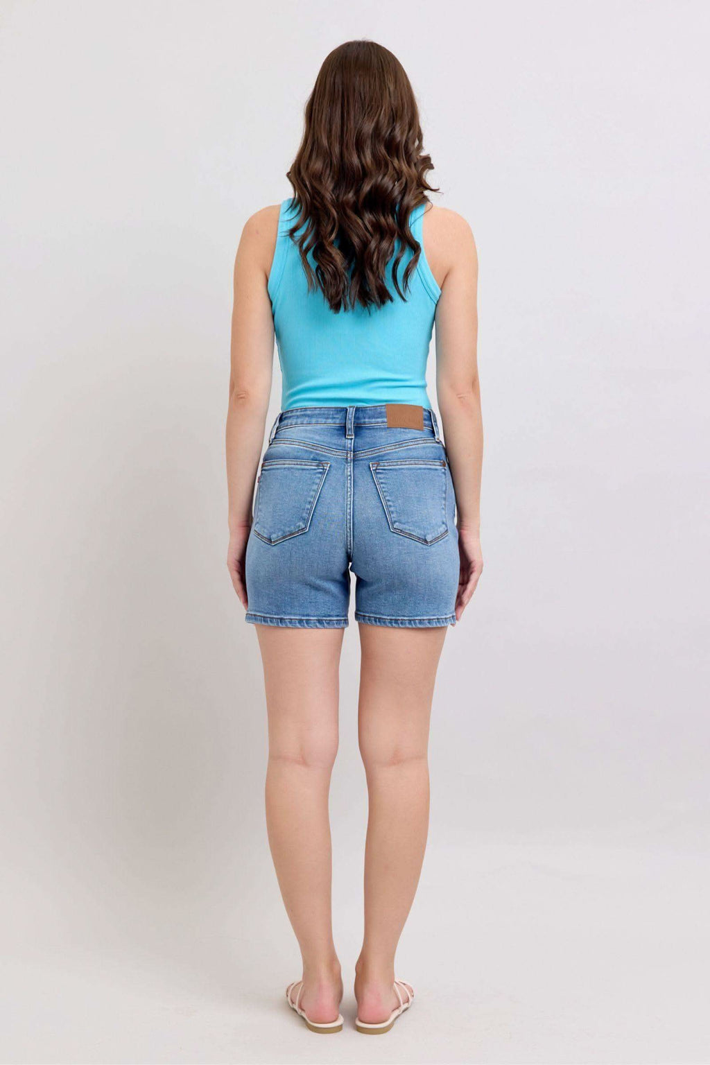 Judy Blue Full Size 2 Button Denim Shorts with Pockets Plus Size in - photo