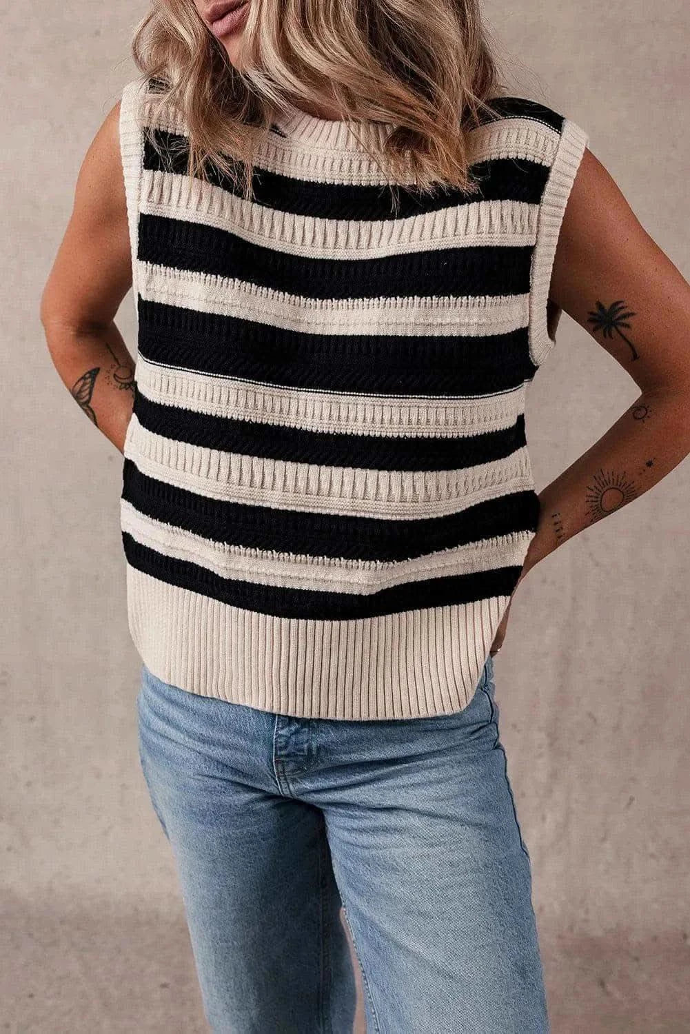 Color Block Round Neck Sweater Vest - SwagglyLife Home & Fashion Color Block Round Neck Sweater Vest - SwagglyLife Home & Fashion