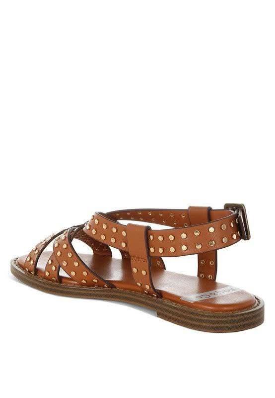 Anemone Studded Flat Gladiator Sandals - SwagglyLife Home & Fashion