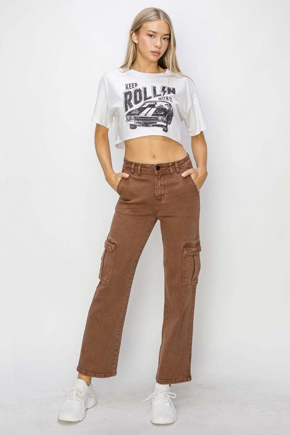 Risen Full Size High Rise Cargo Jeans in - Pants photo