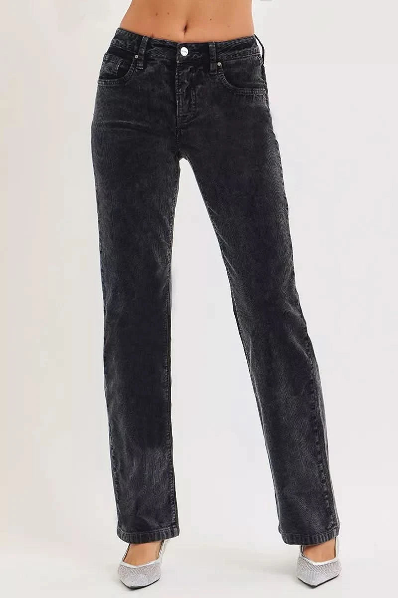 RISEN Tummy Control Mid Rise Straight Leg Corduroy Pants in - photo