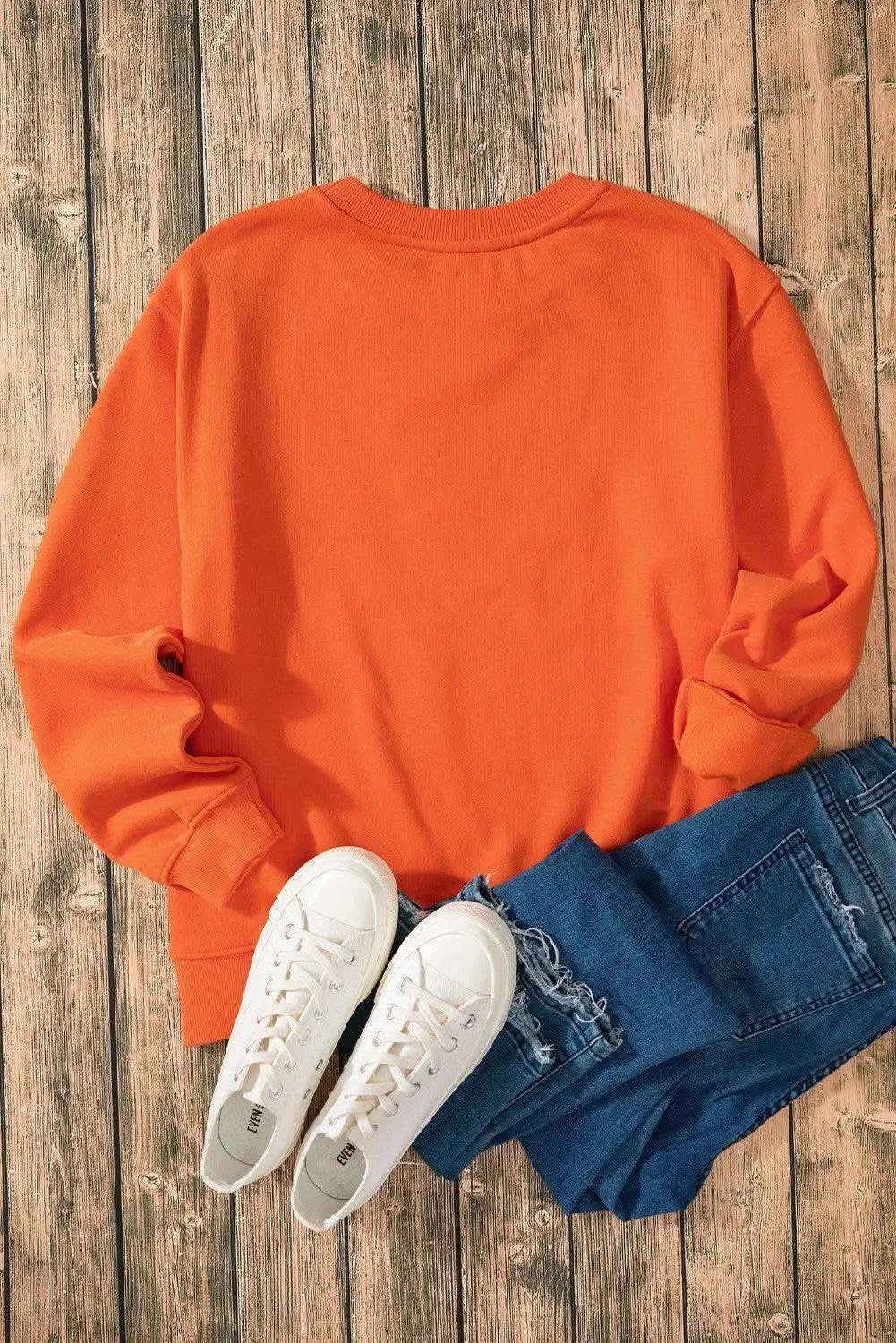 Pumpkin Season Letter Round Neck Long Sleeve Sweatshirt - SwagglyLife Home & Fashion