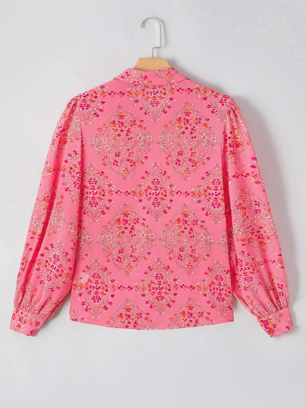 Floral Print Lantern Sleeve Loose Shirt - SwagglyLife Home & Fashion